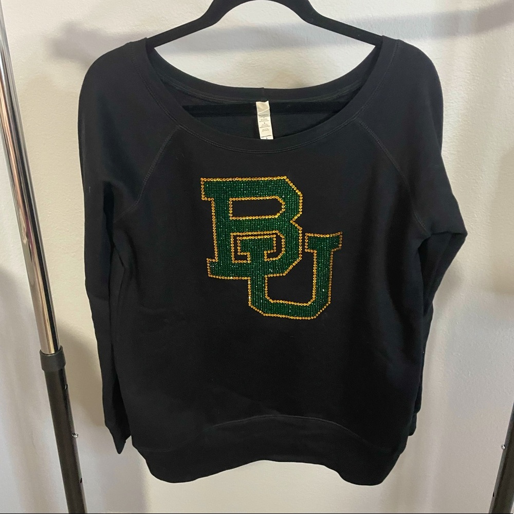 Custom blinged Baylor University BU Sweatshirt L